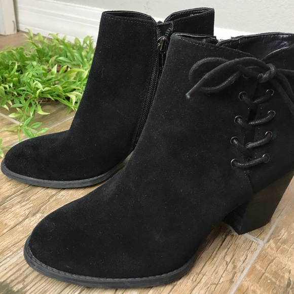 Jessica Simpson side lace bow black suede bootie 6 - Picture 2 of 7